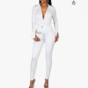 Jade | Other | White Satin Two Piece Pants And Bodysuit Sizes | Poshmark